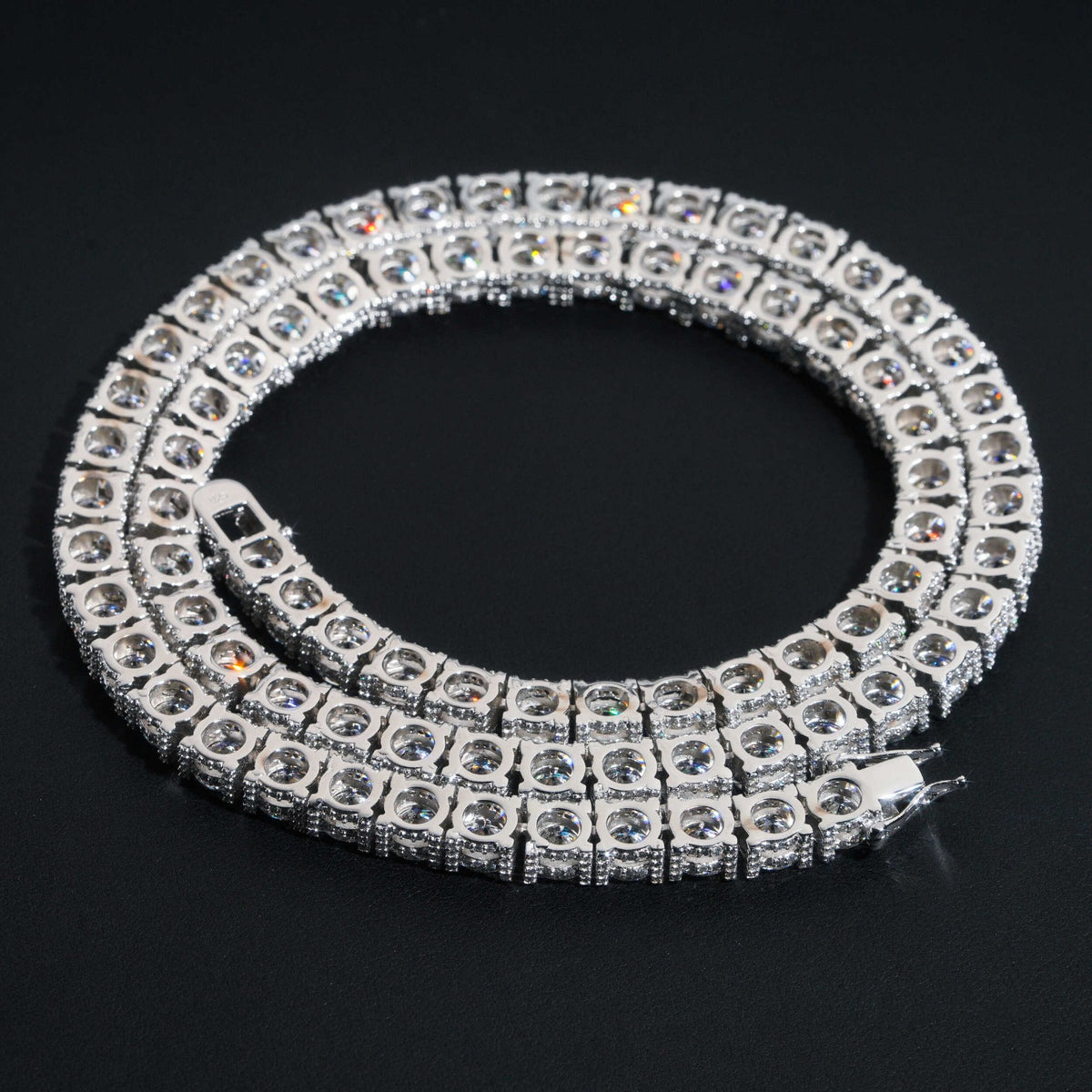 5MM Fully Flooded 925 Silver Tennis Chains Moissanite