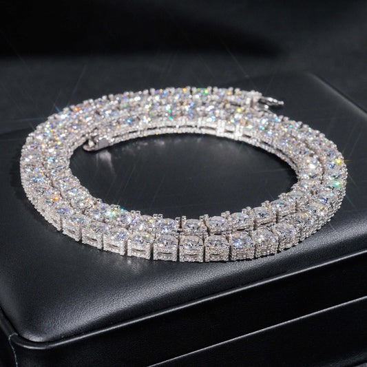 5MM Fully Flooded 925 Silver Tennis Chains Moissanite