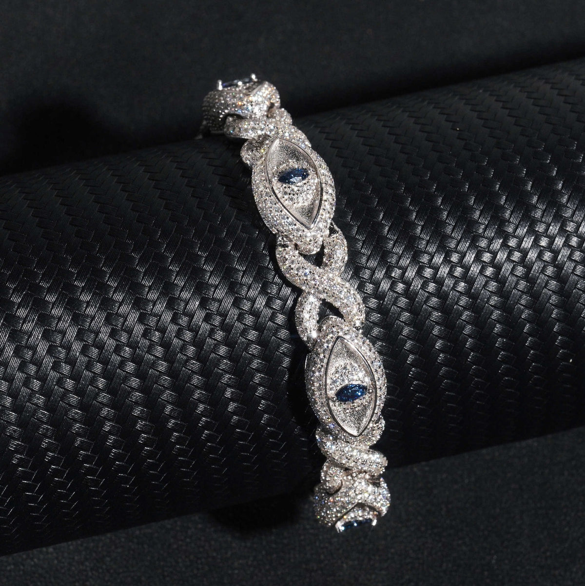 10MM 925 Silver Blue Angle Eye Bracelet Moissanite
