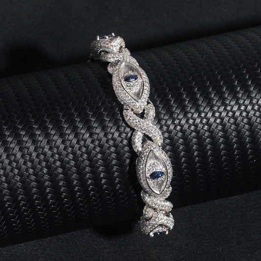 10MM 925 Silver Blue Angle Eye Bracelet Moissanite