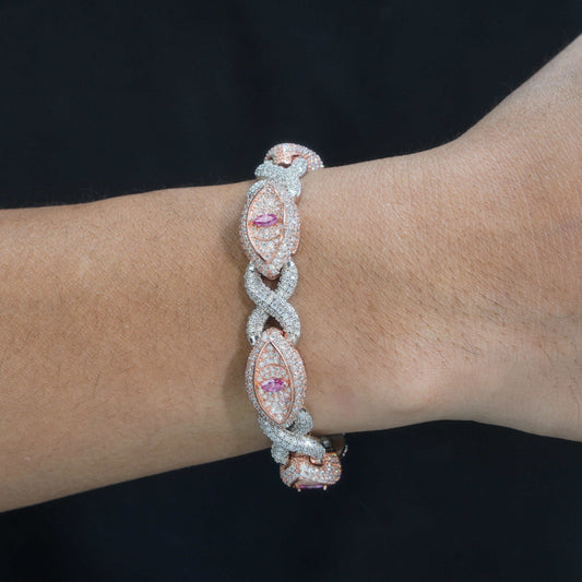 13MM 925 Silver Rose Angle Eye Bracelet Moissanite