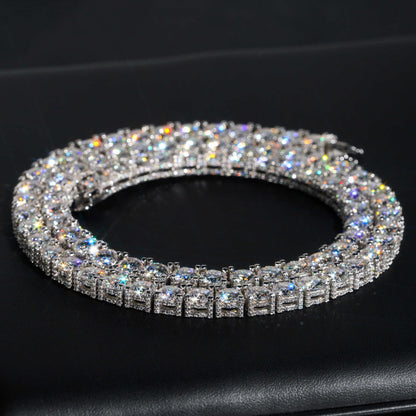 5MM Fully Flooded 925 Silver Tennis Chains Moissanite
