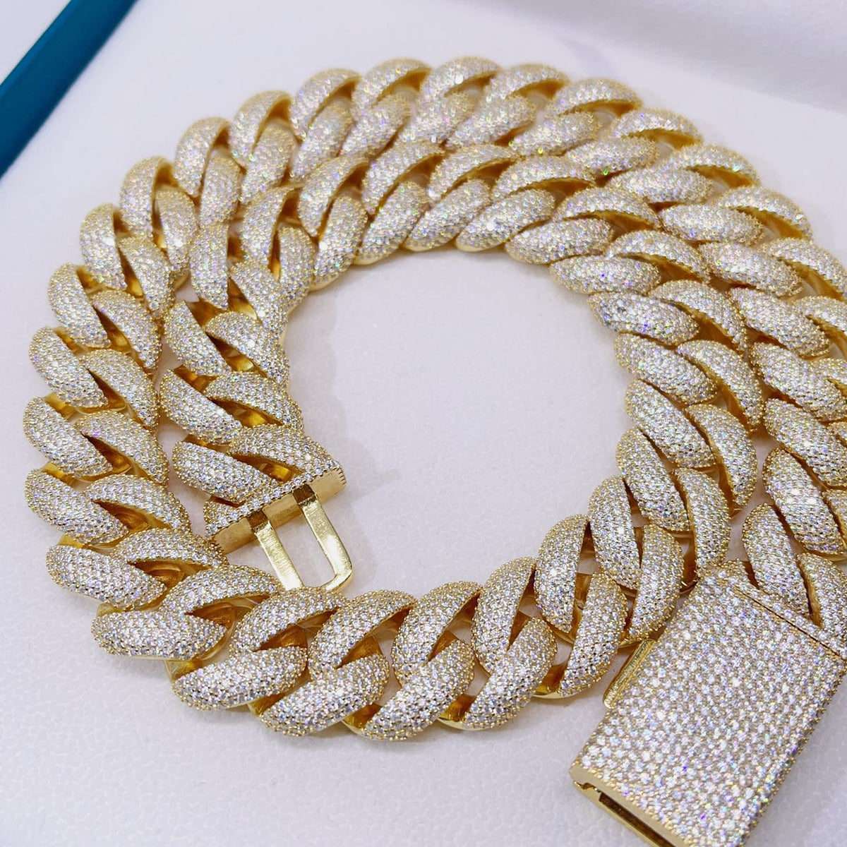 20MM Yellow Moissanite Cuban Link Chain