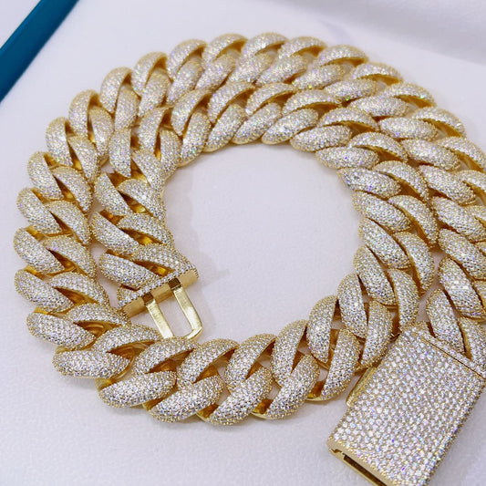 20MM Yellow Moissanite Cuban Link Chain