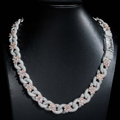 18MM VVS Diamond Flower Cuban Chain