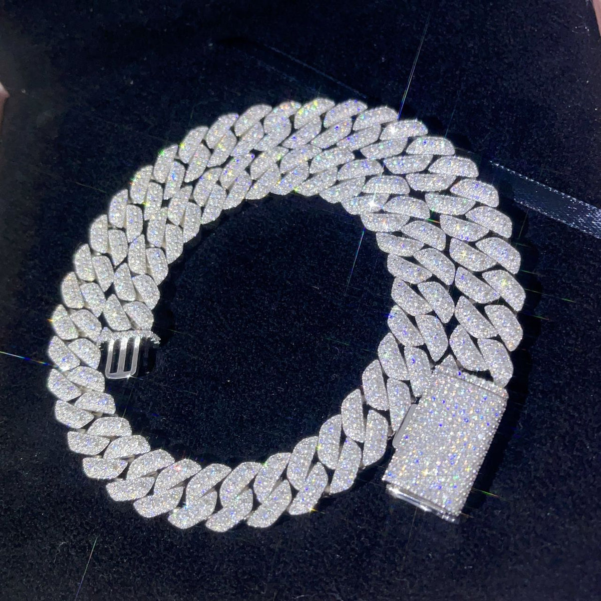 14MM Moissanite Cubans 3 Row