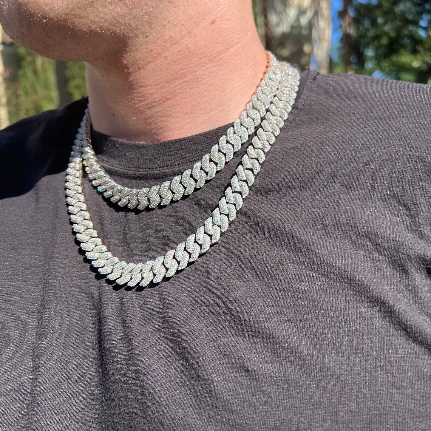 13MM Moissanite Cuban 3 Row