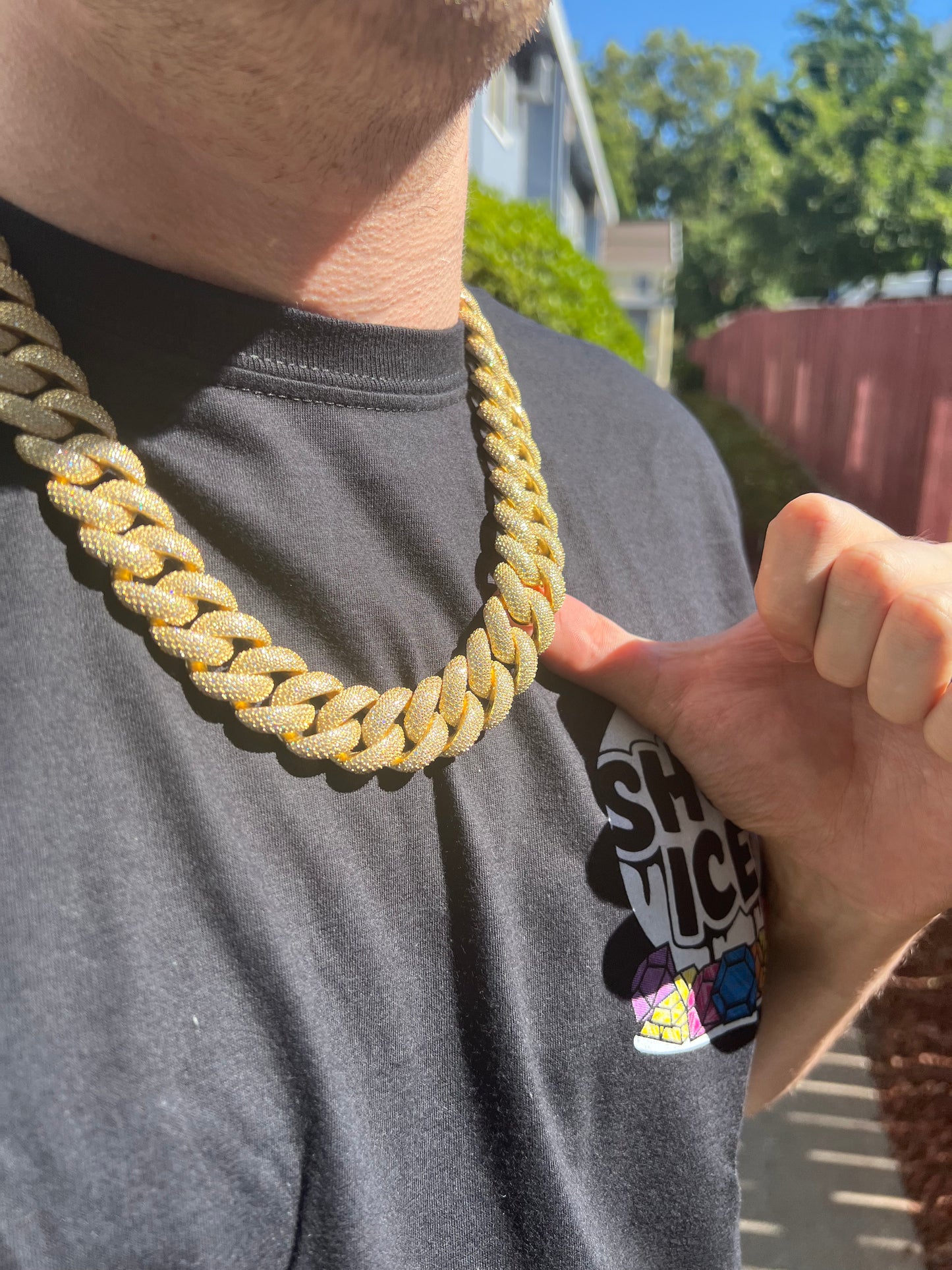20MM Yellow Moissanite Cuban Link Chain