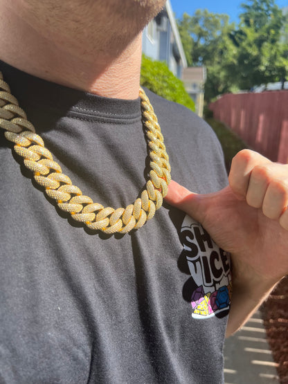 20MM Yellow Moissanite Cuban Link Chain