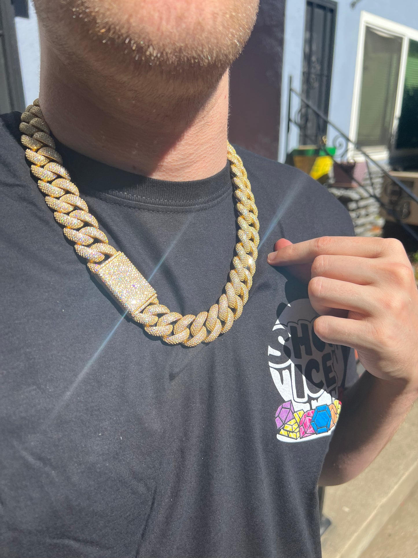 20MM Yellow Moissanite Cuban Link Chain