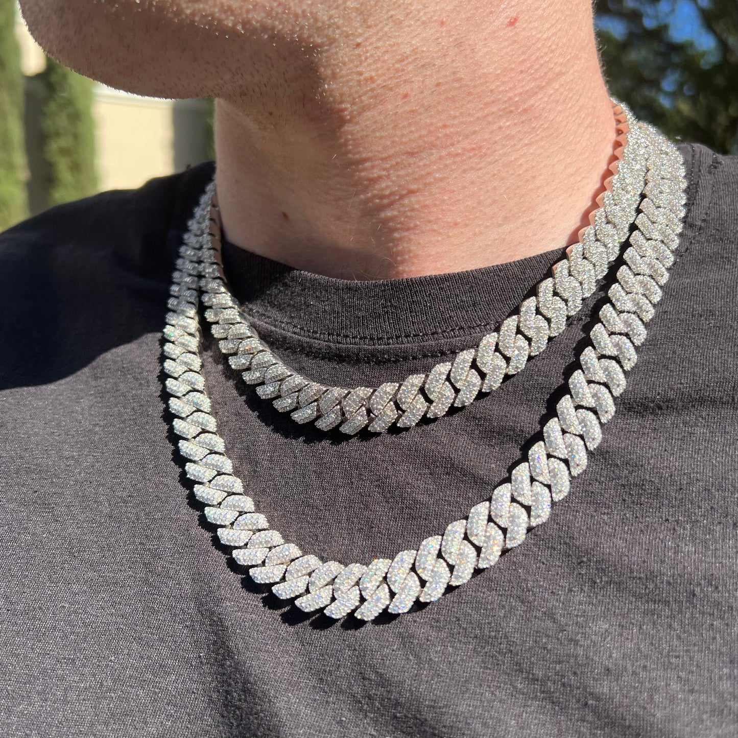 13MM Moissanite Cuban 3 Row