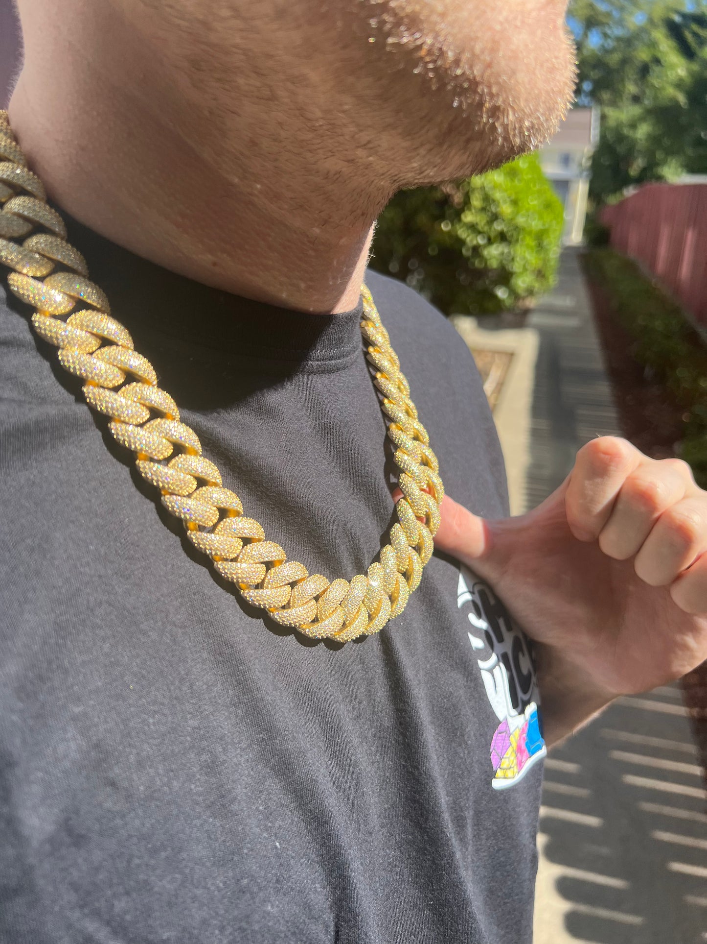 20MM Yellow Moissanite Cuban Link Chain