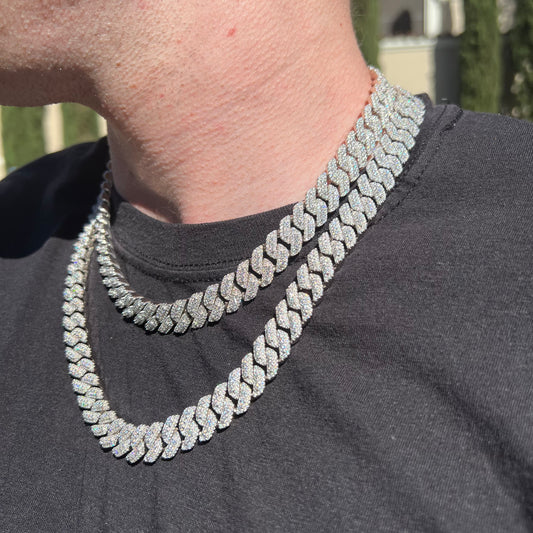 13MM Moissanite Cuban 3 Row