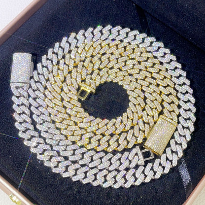 15MM VVS Moissanite Prong Cubans