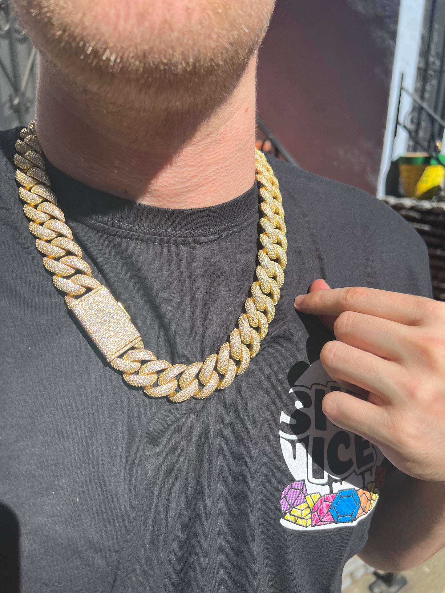 20MM Yellow Moissanite Cuban Link Chain