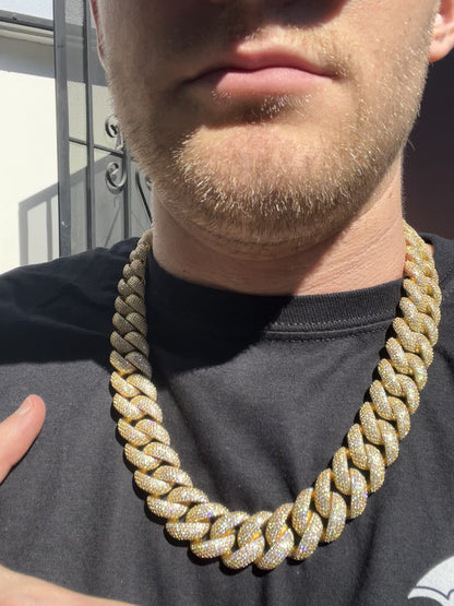 20MM Yellow Moissanite Cuban Link Chain