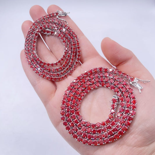 Red Moissanite Tennis Chain - TheShopIceStore.com