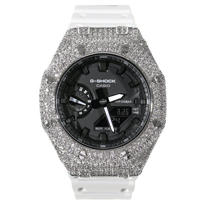 VVS1 MOISSANITE CASIO OAK - TheShopIceStore.com Black Face/ White band (PREORDER)