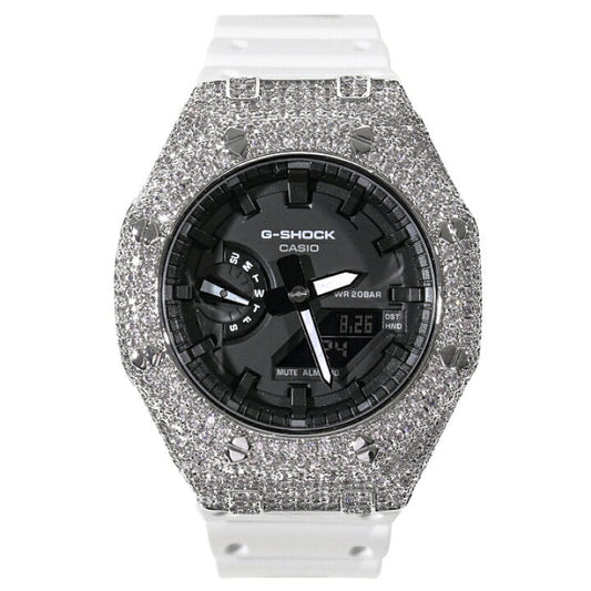 VVS1 MOISSANITE CASIO OAK - TheShopIceStore.com Black Face/ White band (PREORDER)